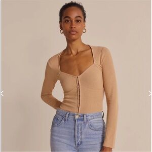 Favorite Daughter The Kate Ribbed Bustier Top in Tan size Small